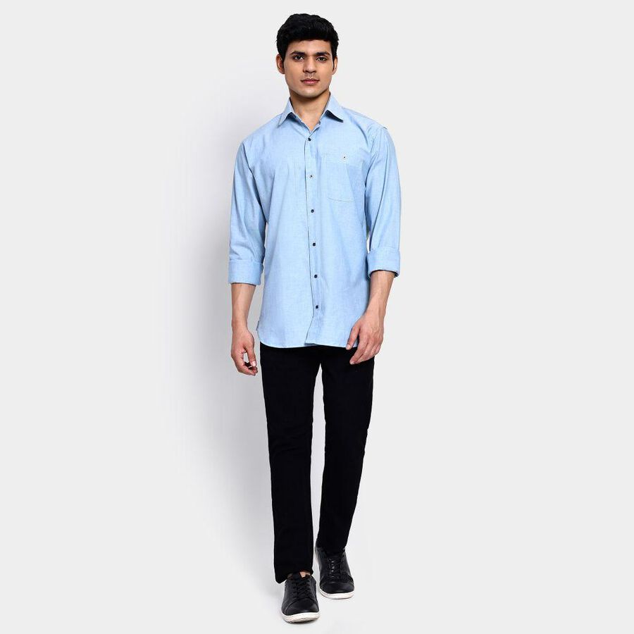 Men's 100% Cotton Casual Shirt , Light Blue, large image number null